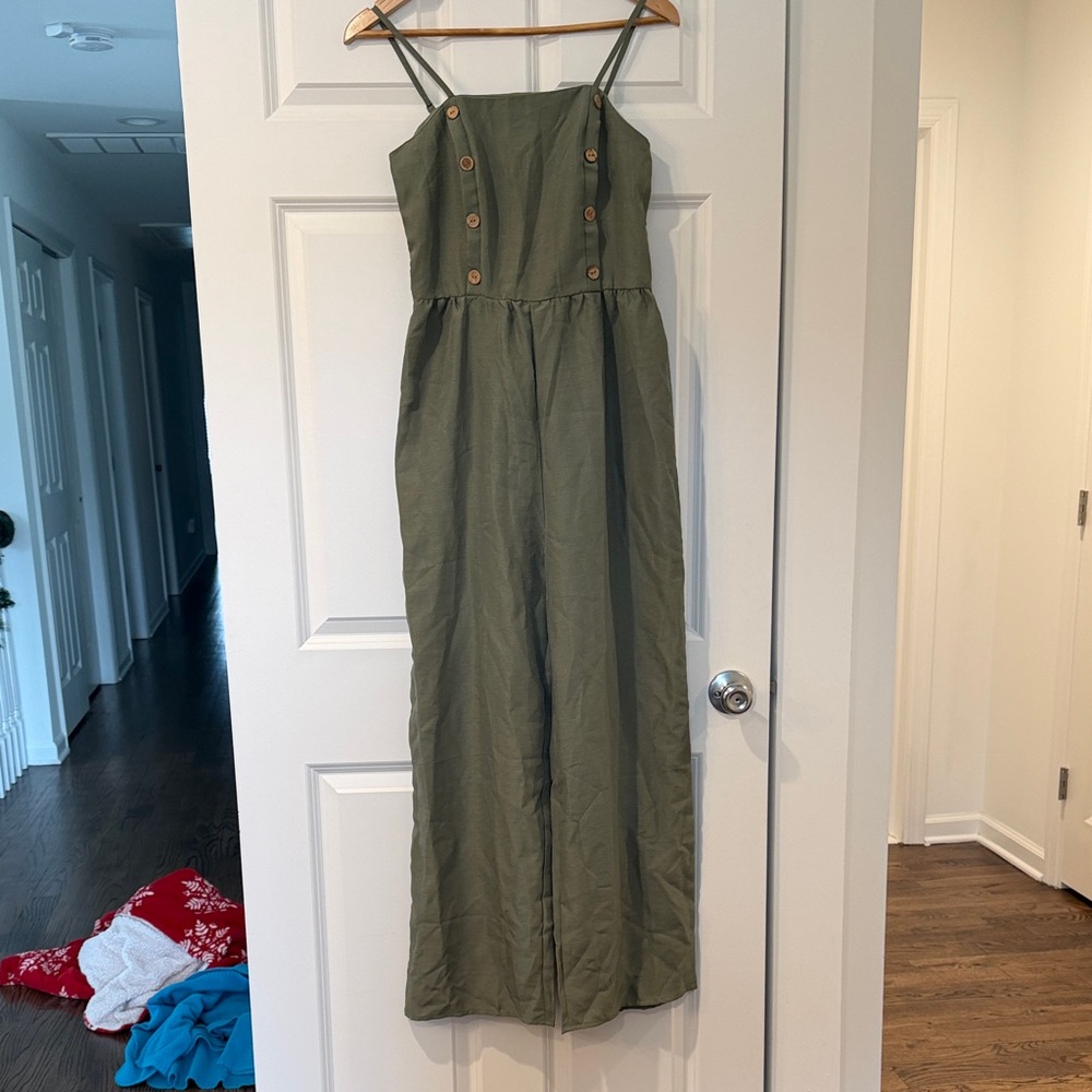 SHEIN Khaki Jumpsuit with Front Buttons